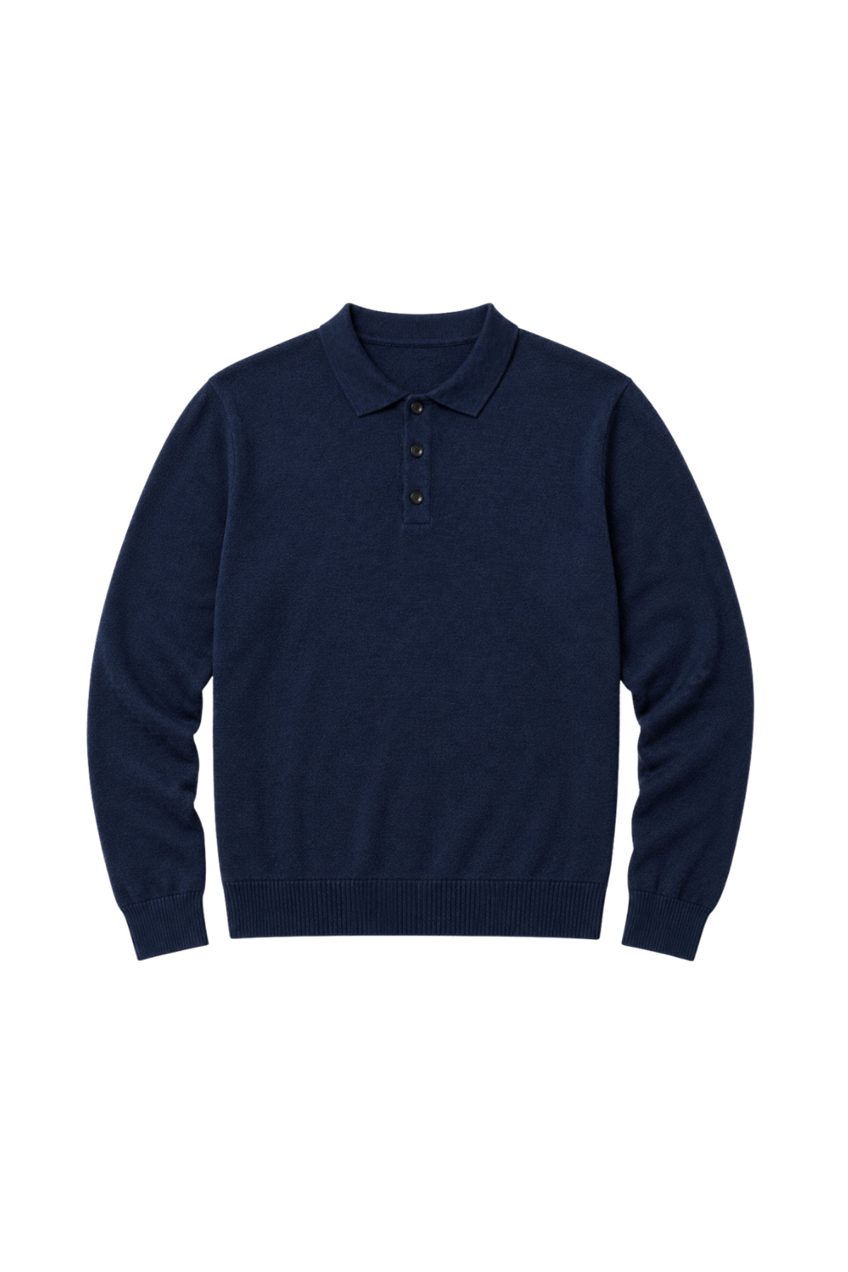 BattalModa Erkek Büyük Beden Melanj Lacivert Düğmeli Polo Yaka Triko Kazak 3XL-4XL-5XL-6XL görsel 4