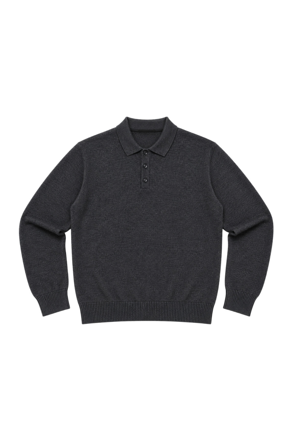 BattalModa Erkek Büyük Beden Antrasit Düğmeli Polo Yaka Triko Kazak 3XL-4XL-5XL-6XL görsel 4