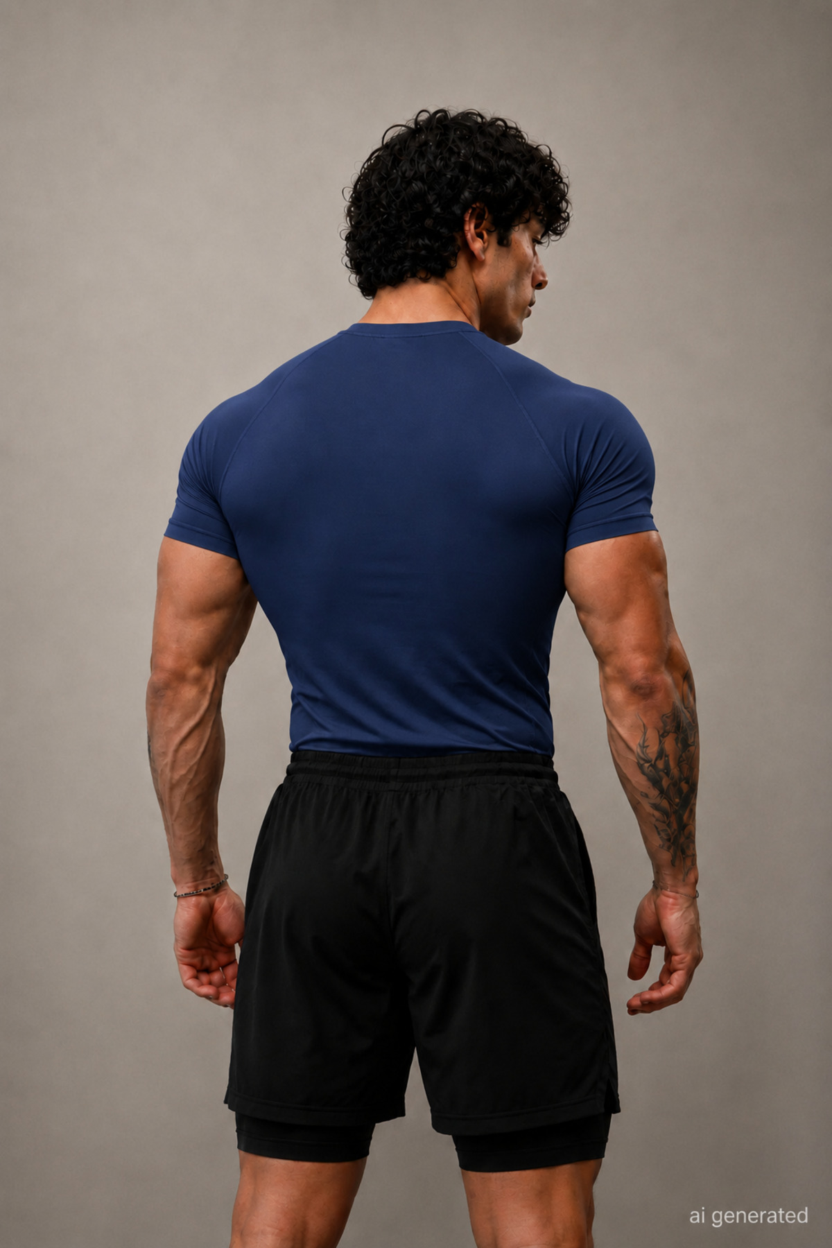 FitVult Baskısız Siyah Compression Likralı Vücuda Yapışan Body İçlik Tişört Kısa Kollu Gym Fitness görsel 2