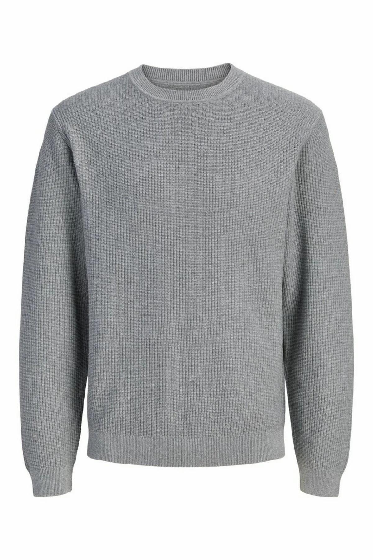 ژاکت و پلیور بافتنی یقه گرد مردانه Jprblaconnor خاکستری جک اند جونز پلیور Jack & Jones
