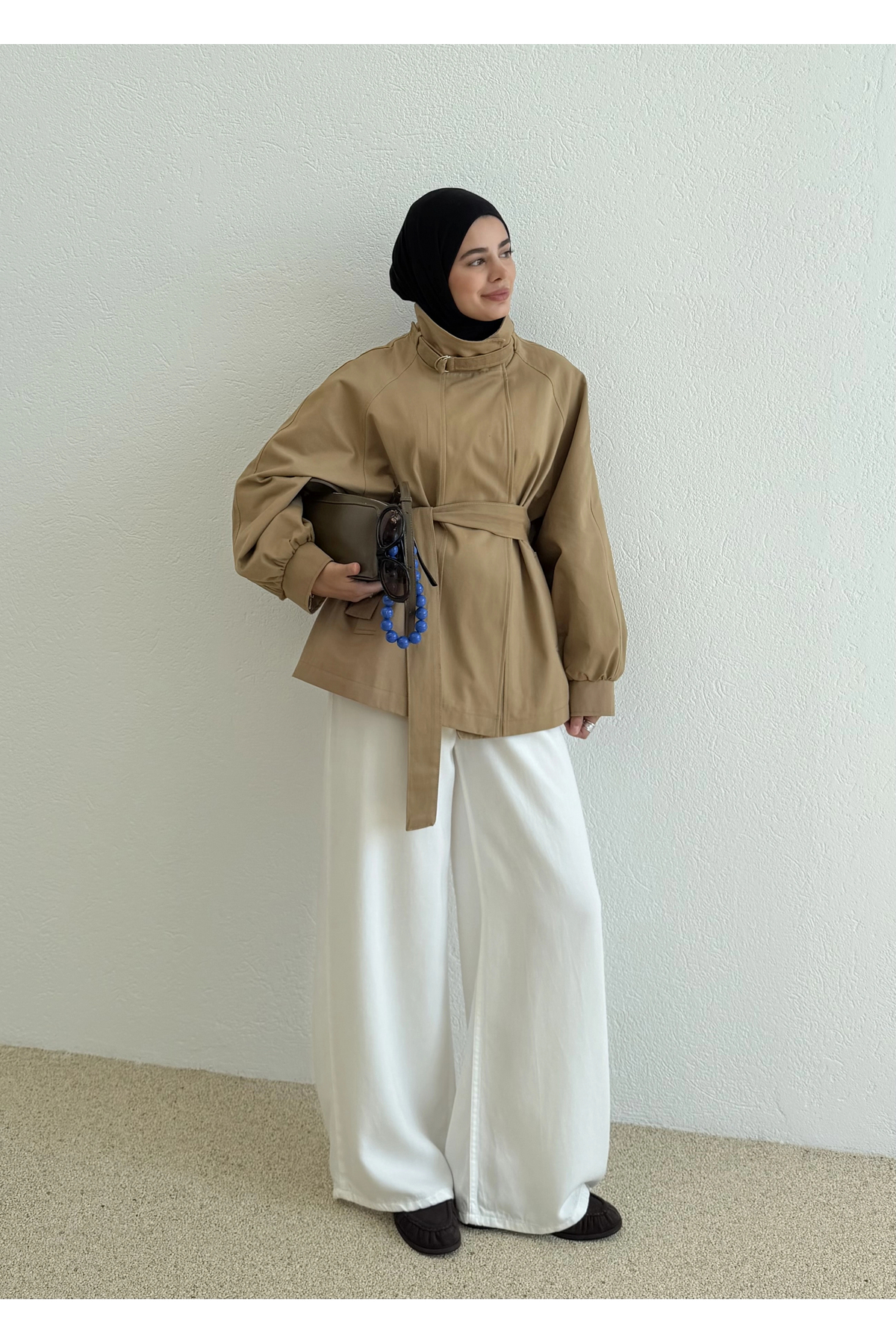 MODA AKSA 7757 WİA KŞKLI DİK YAKA CEKET CAMEL görsel 7