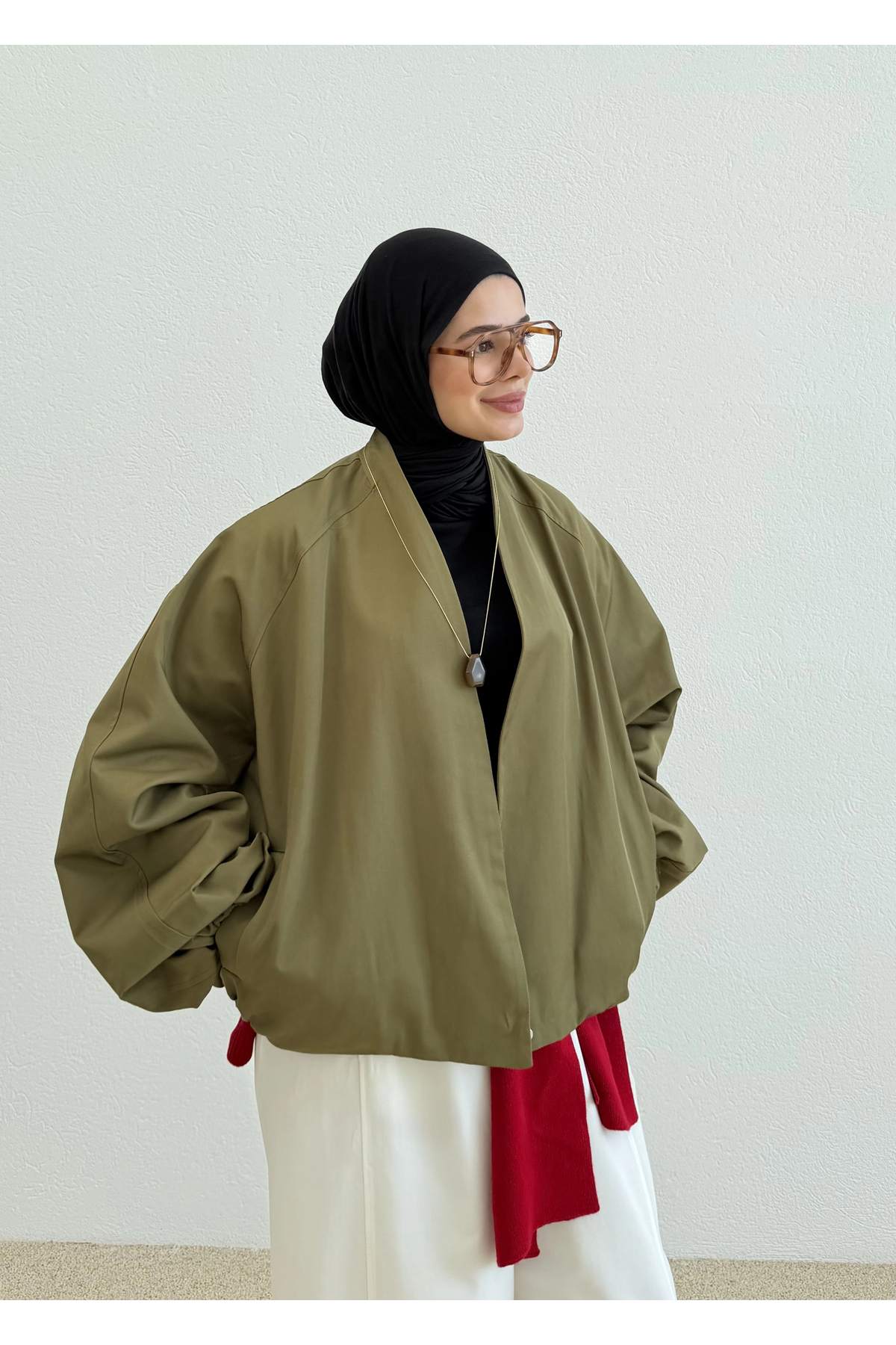 MODA AKSA 7774 SELECTION KRUVAZE BOMBER CEKET YEŞİL görsel 3