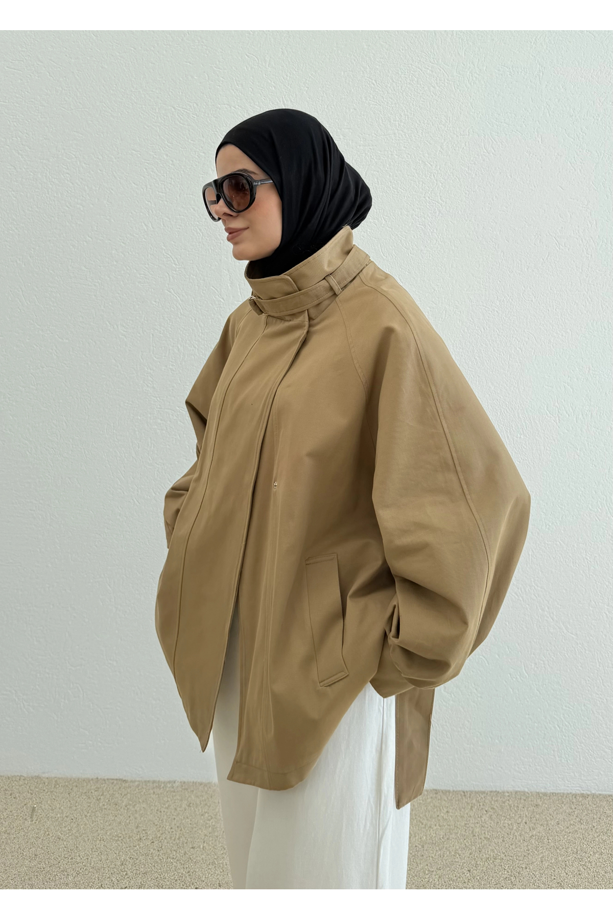 MODA AKSA 7757 WİA KŞKLI DİK YAKA CEKET CAMEL görsel 3