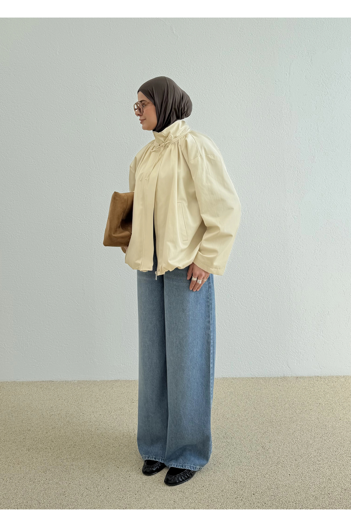 MODA AKSA Ria Premium Selection Bomber Ceket Bej görsel 2
