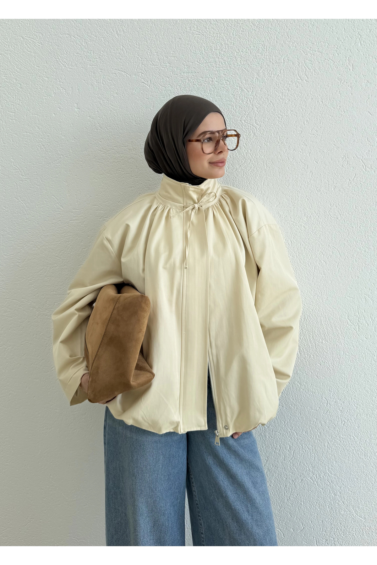 MODA AKSA Ria Premium Selection Bomber Ceket Bej görsel 5