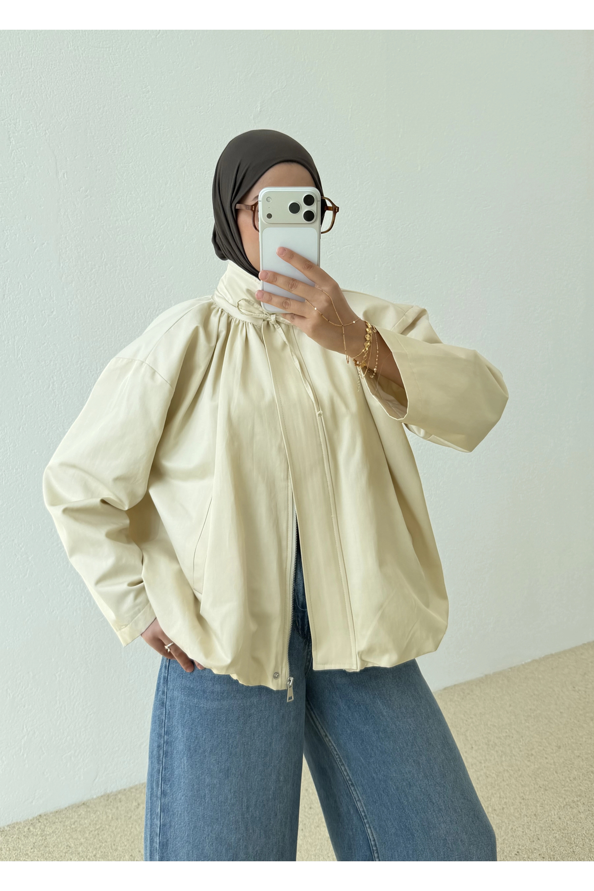 MODA AKSA Ria Premium Selection Bomber Ceket Bej görsel 6