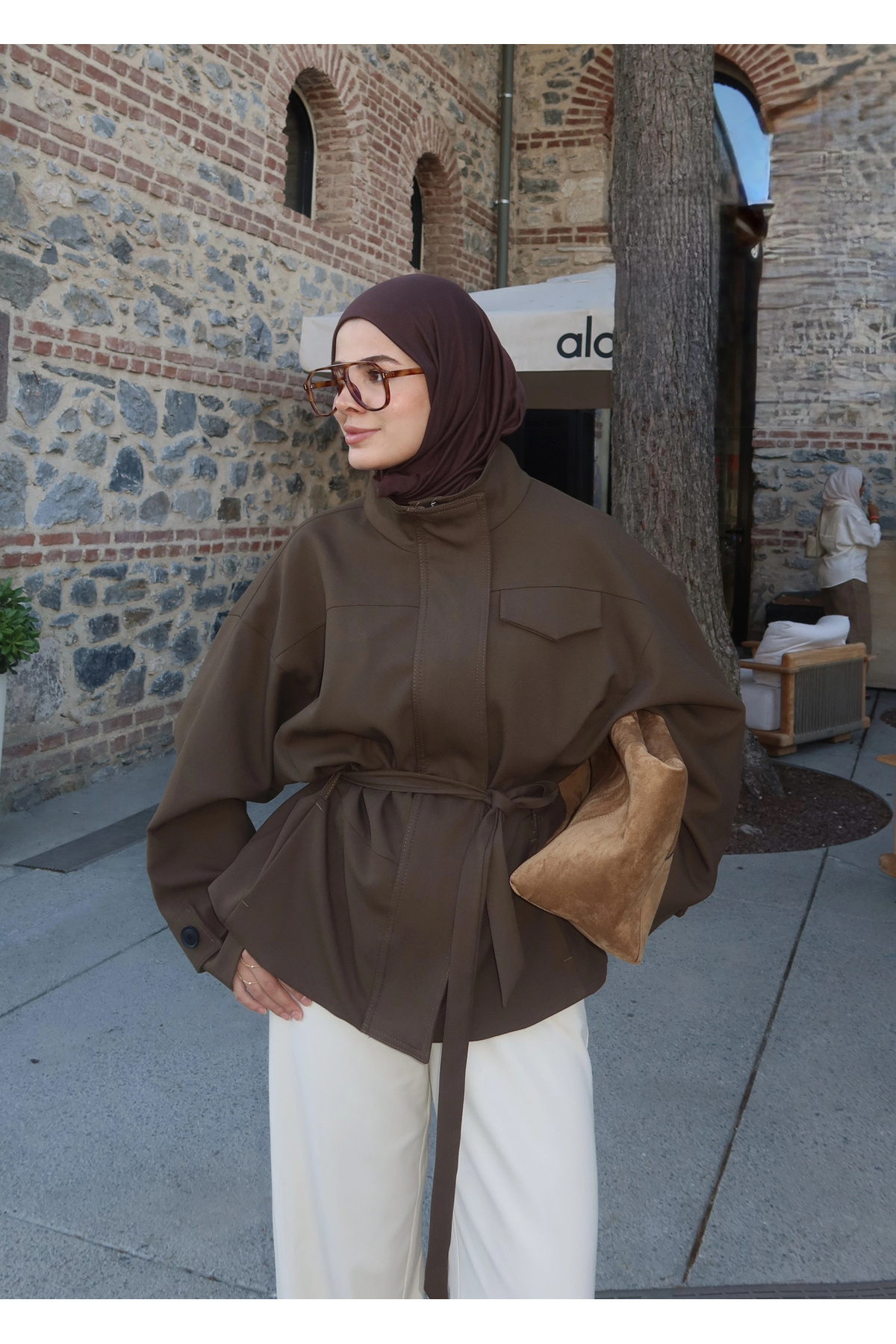 MODA AKSA 2119 Selection Bel Kemerli Ceket Haki görsel 4