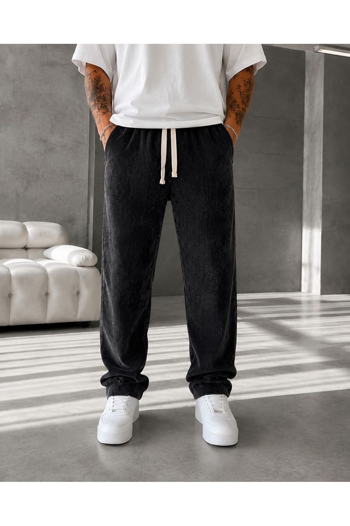 Kadife Baggy Pantolon — مشکی KADİFEPANTOLON123 — تصویر 4 از 4