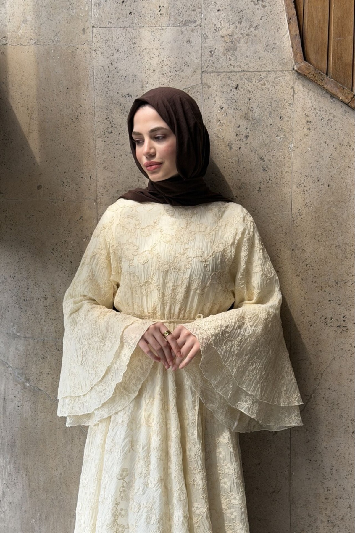 fayaboutique.com Krem Nakışlı Brode Lorvane Elbise görsel 5