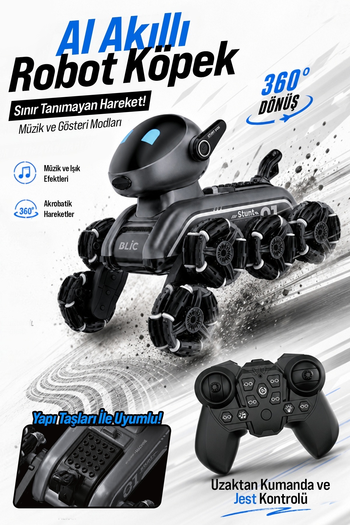 Blic BRB3 AI Robot Dog Akıllı Robot Köpek – 2.4GHz Uzaktan Kumandalı, 360° Omni Tekerlekli, Drift ve — Trendyol ürün görseli