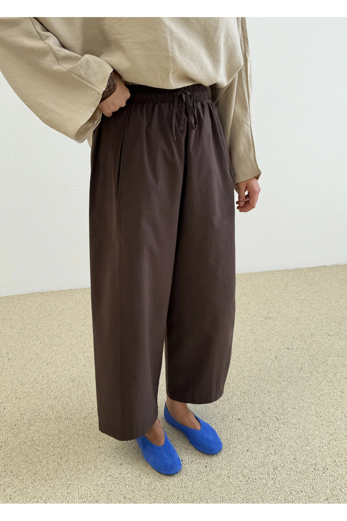 MODA AKSA Chino Dikişli Palon Pantolon Kahve görsel 5