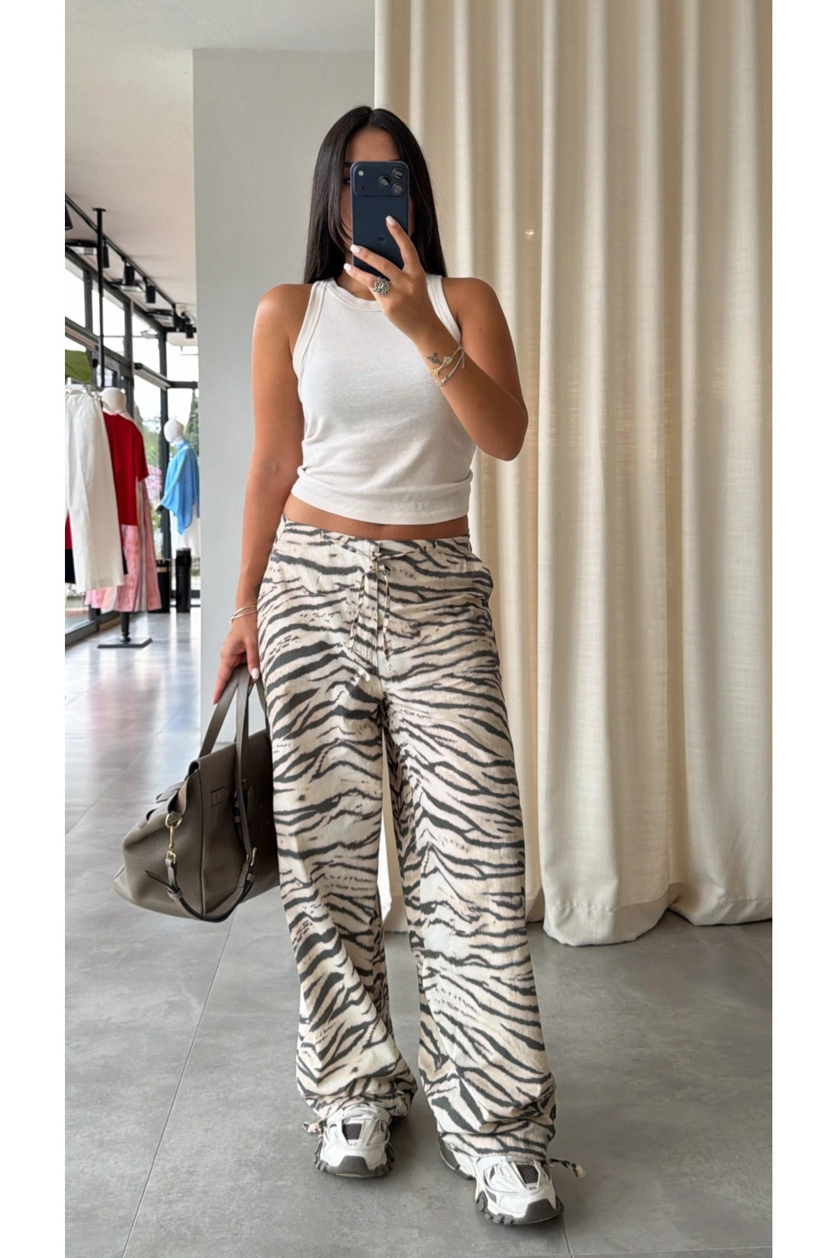 My Blog Bej Zebra Desen Pantolon - 19005