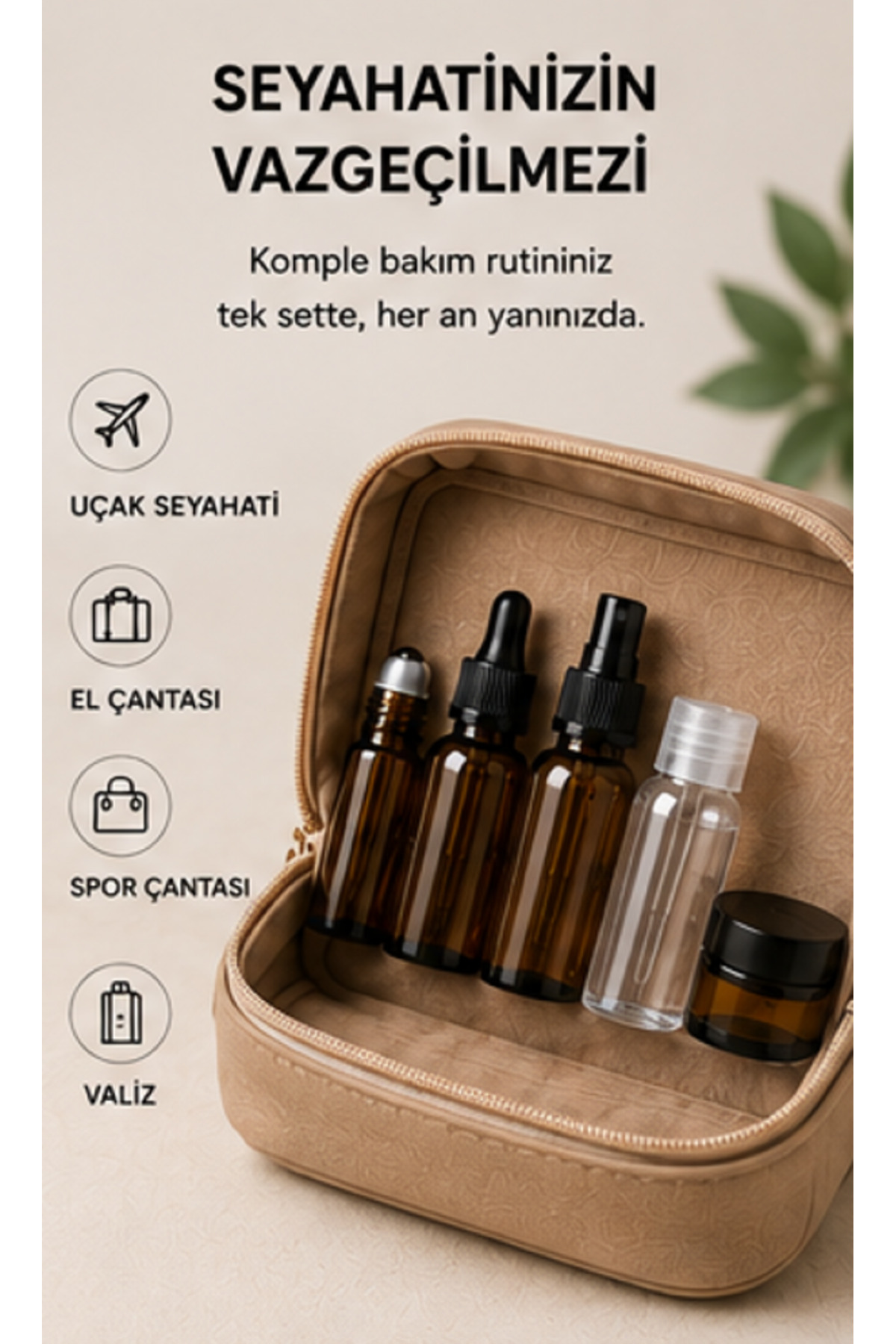 5'li Travel Beauty Set – Parfüm Serum Tonik Şampuan ve Krem İçin Seyahat Boyu Şişe Seti — TS12345-13331AAACA — تصویر 3 از 4
