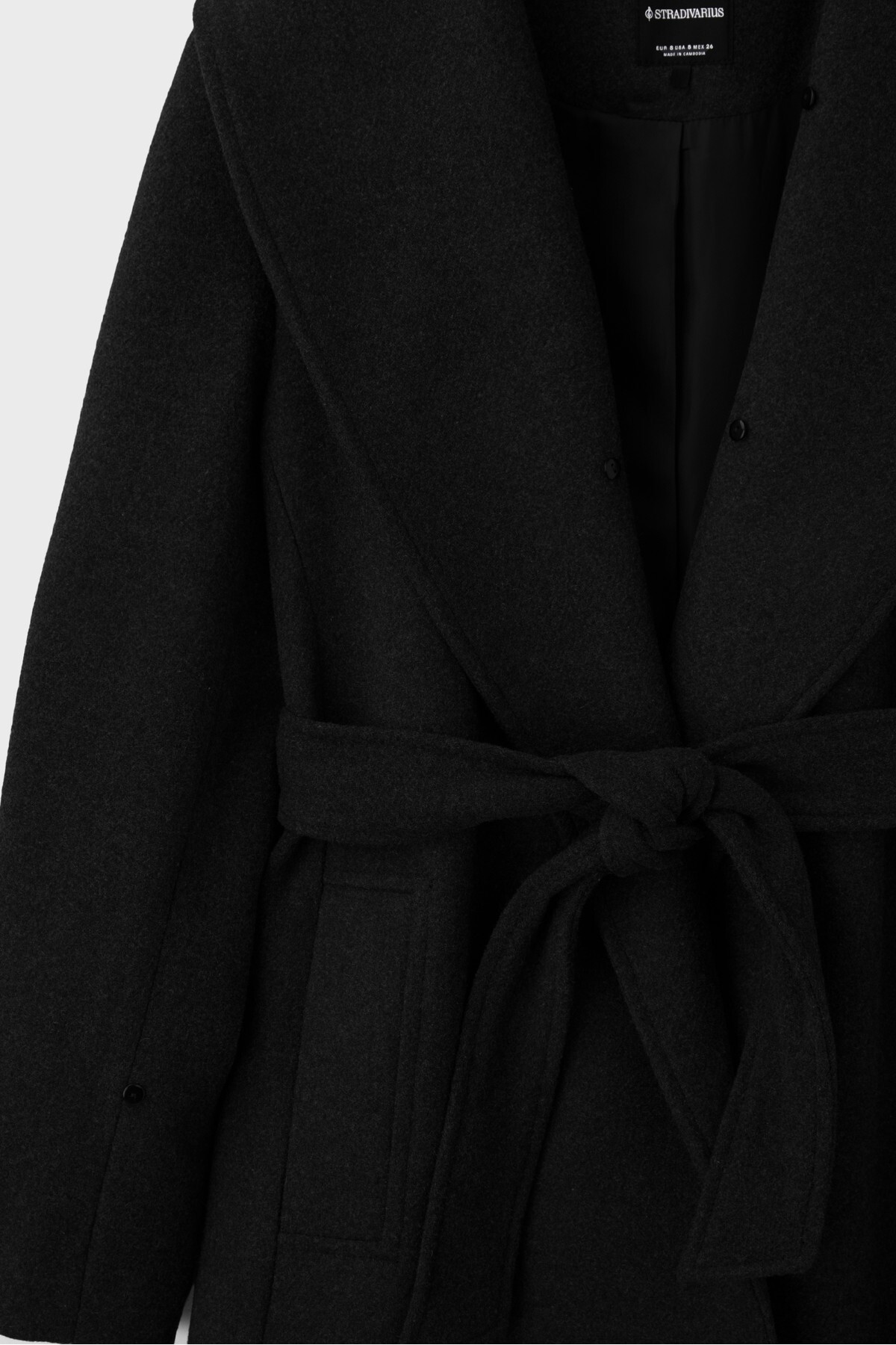 Stradivarius Suni kürk detaylı düz kesim kaşe kaban görsel 8