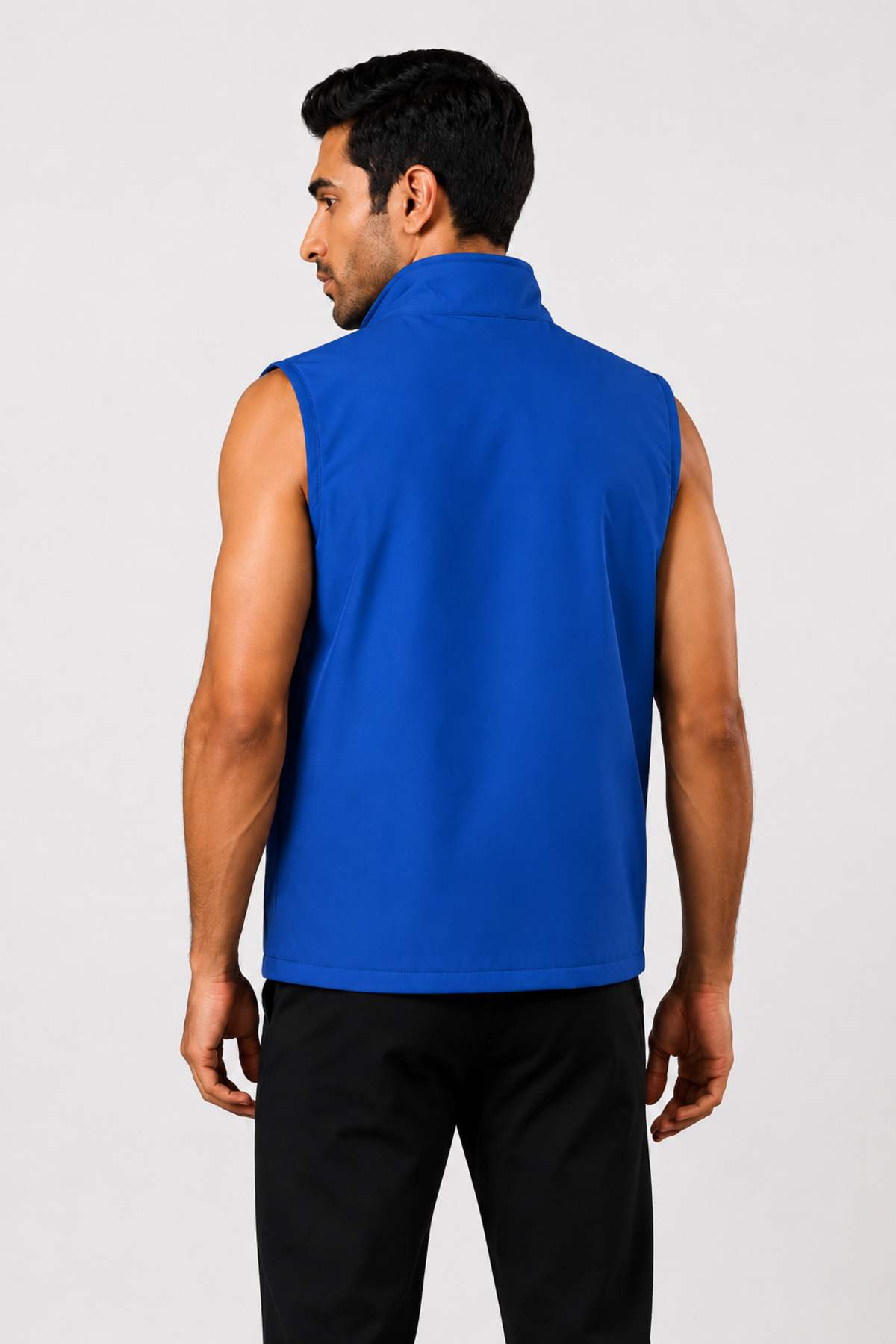 Unisex Saks Mavi Su İtici Fermuarlı Dik Yaka Cepli Spor Yelek Mavi · Fotoğraf 6