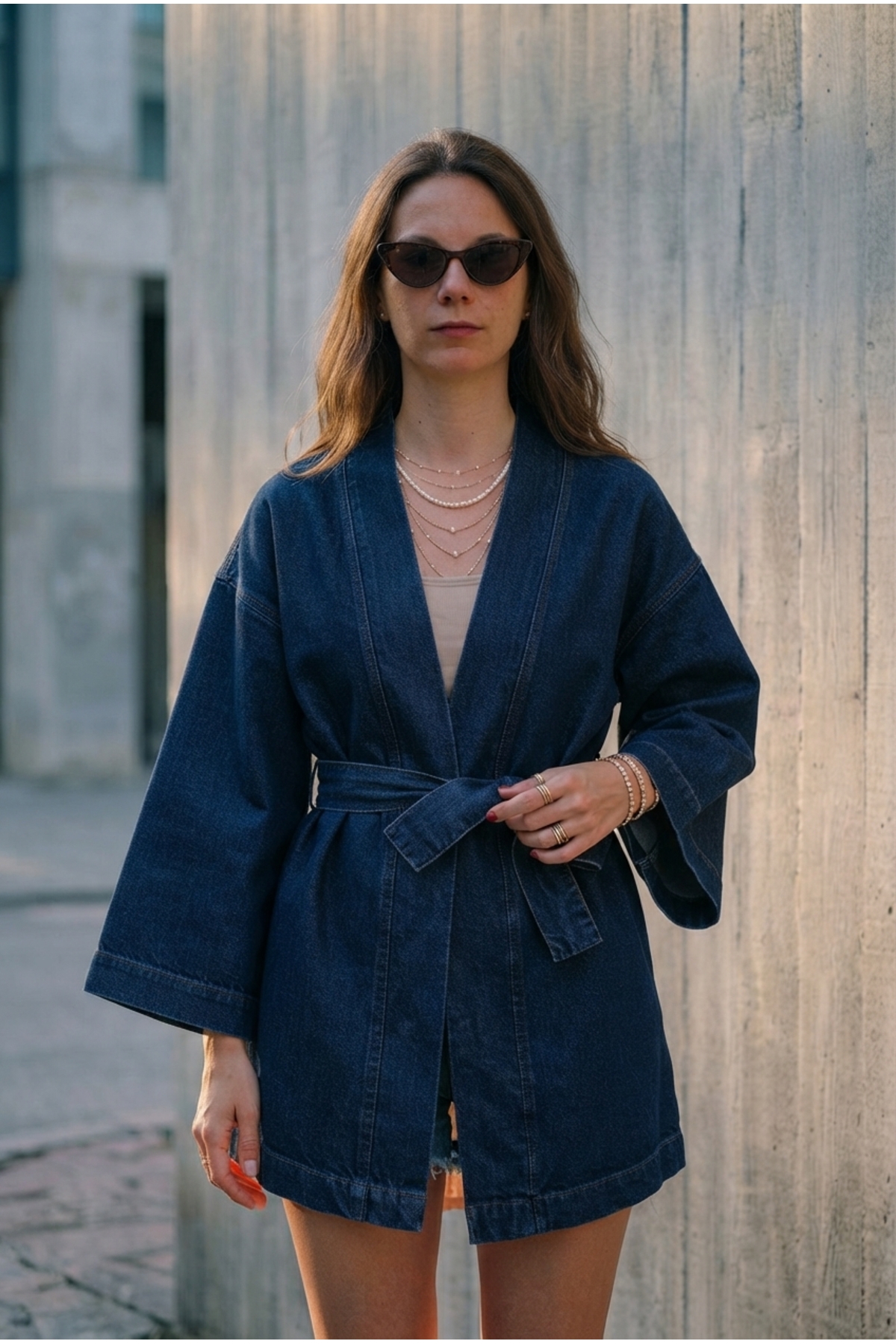 Belted Denim Kimono · View 4