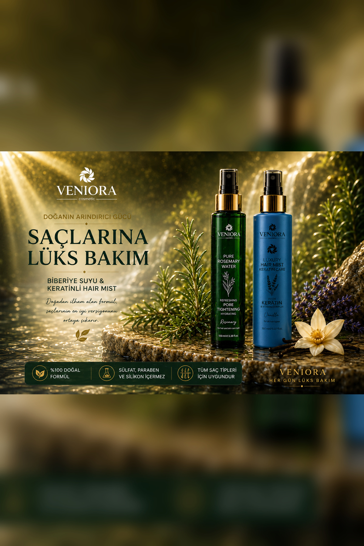 Biberiye Suyu & Keratin Hair Mist Saç Bakım Seti 100 ml + 150 ml — BBRY-HAIR-SET — تصویر 4 از 4