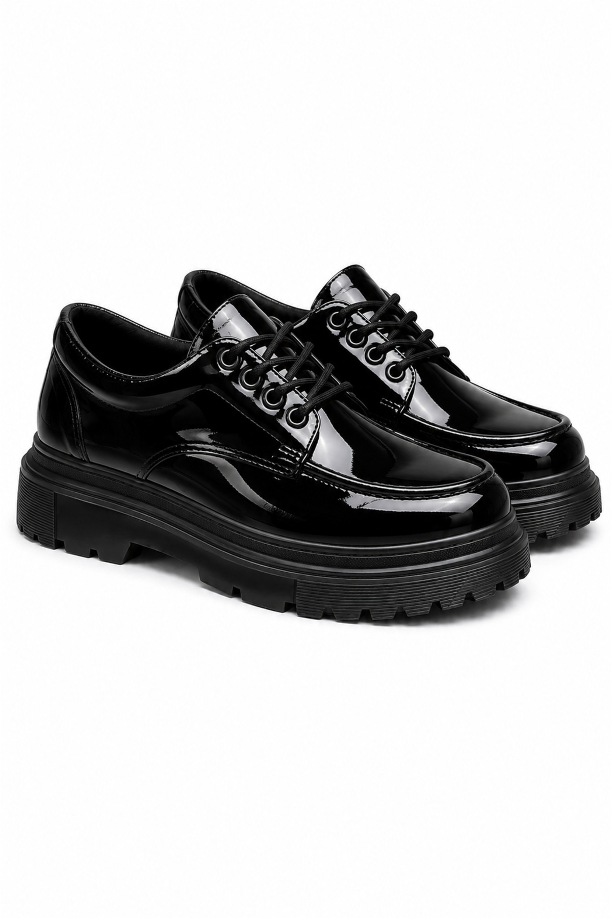 Lucy Shoes YG-13 Erkek Casual Bağcıklı Yüksek Taban Rugan Klasik Ayakkabı RST - Siyah görsel 2