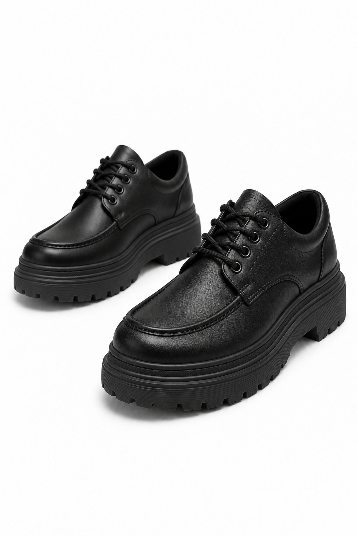 Lucy Shoes YG-13 Erkek Casual Bağcıklı Yüksek Taban Cilt Klasik Ayakkabı CST - Siyah görsel 5