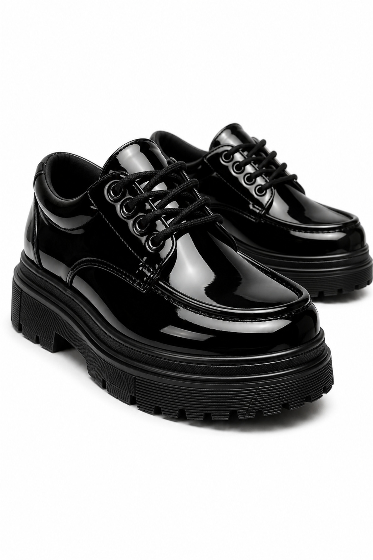 Lucy Shoes YG-13 Erkek Casual Bağcıklı Yüksek Taban Rugan Klasik Ayakkabı RST - Siyah görsel 4