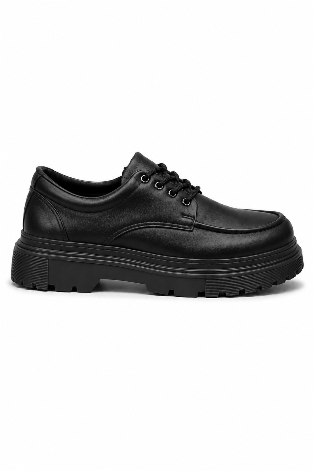 Lucy Shoes YG-13 Erkek Casual Bağcıklı Yüksek Taban Cilt Klasik Ayakkabı CST - Siyah görsel 3