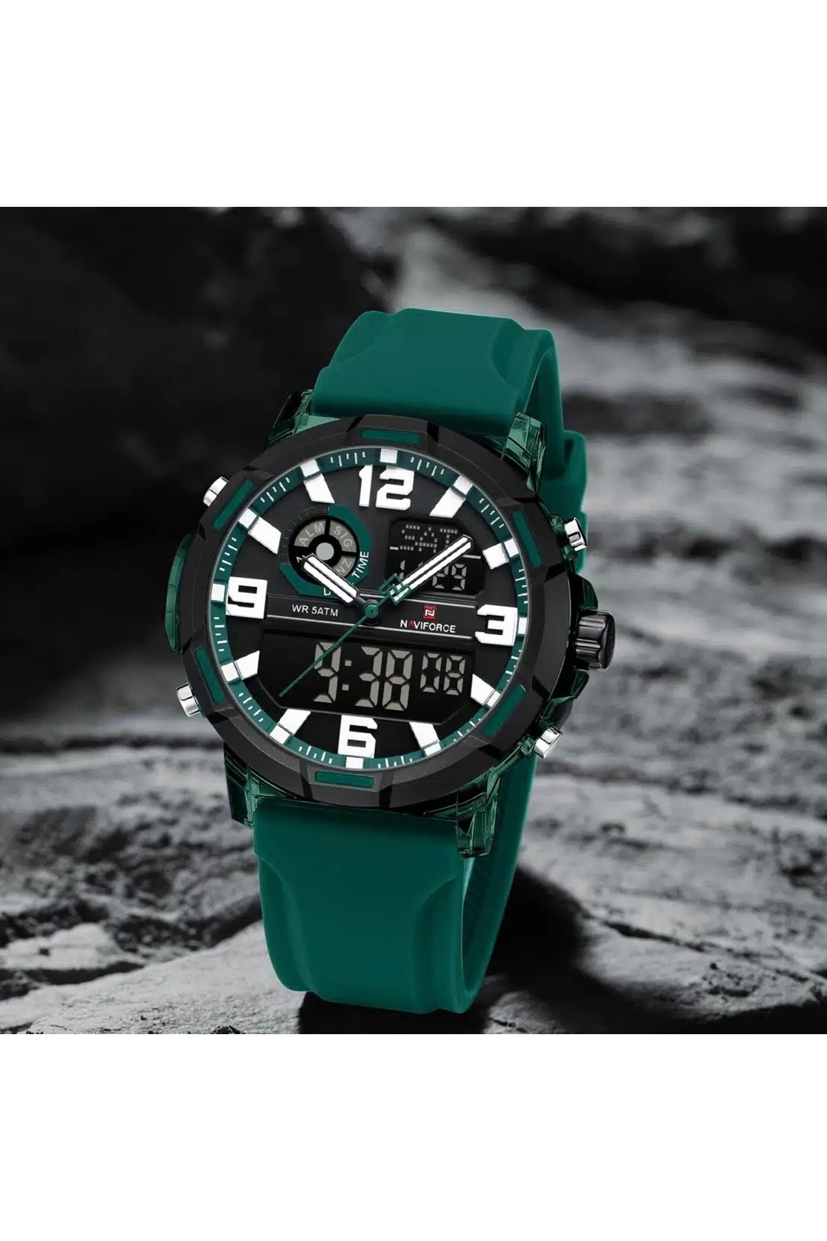 Naviforce Erkek Kol Saati Spor Şık Dijital Analog LED Işıklı Çelik Kordon Kutulu Poşetli