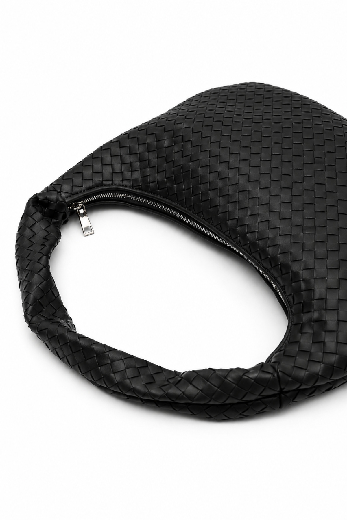 Çantacımstore Kadın Örgü Desen Retro Üniversite Çantası Siyah görsel 4