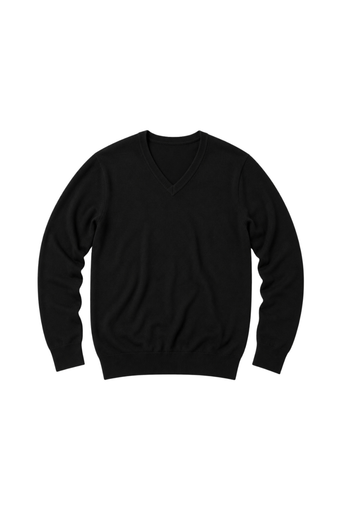 BattalModa Erkek Büyük Beden Siyah V Yaka Pamuklu Kazak 3XL-4XL-5XL-6XL görsel 4