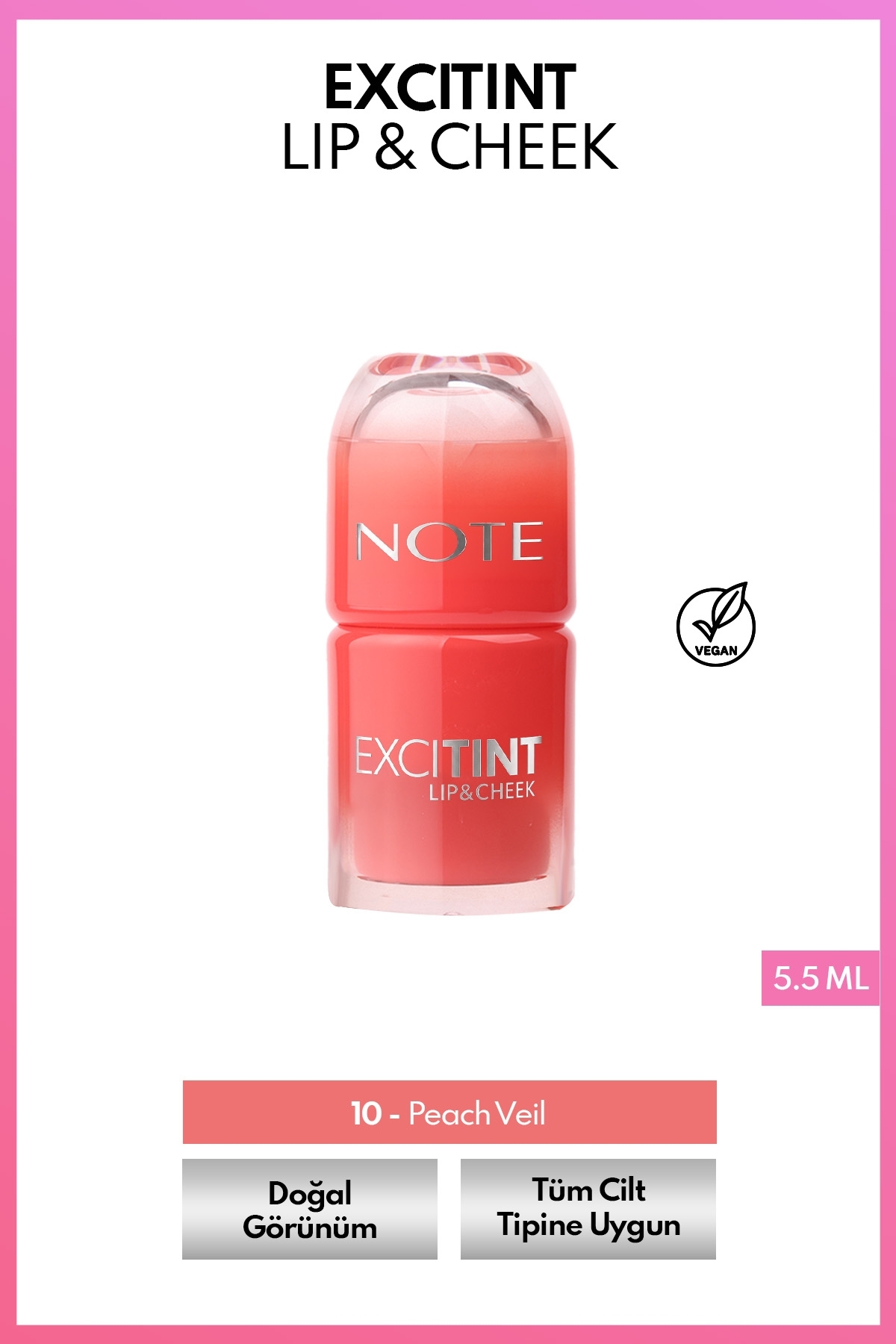 NOTE رژگونه مایع رنگ لب و گونه اکسایتینت - رژگونه هلویی شماره 10 — نارنجی BLS اکسایتینت