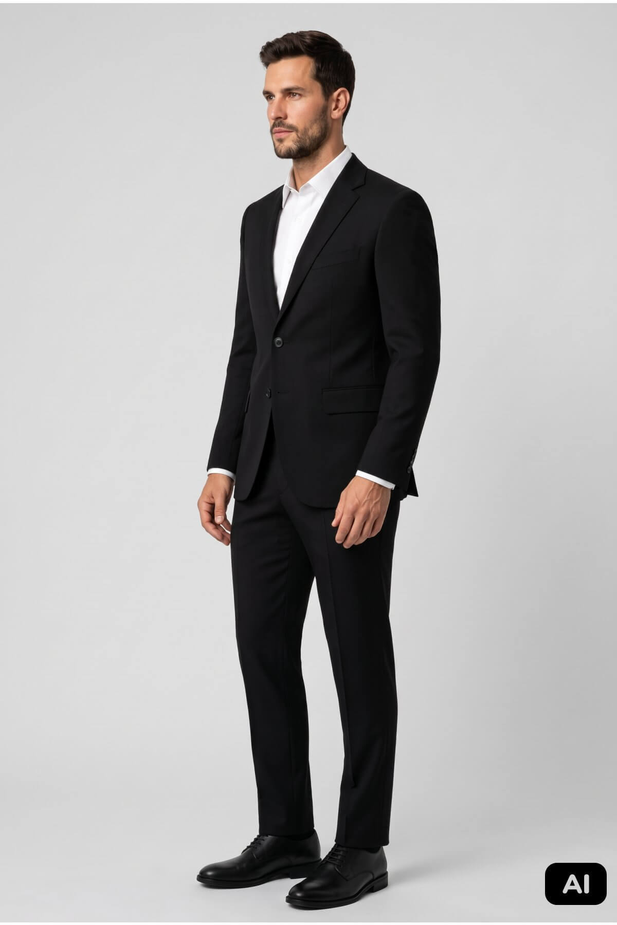 Siyah Slim Fit Dar Kalıp Mono Yaka %86 Yün Ürün — مشکی 2301F001S — تصویر 2 از 3