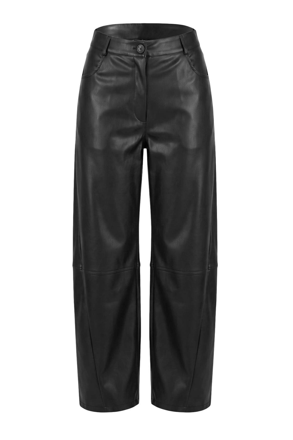 Trendyolmilla Siyah Suni Deri Barrel Pantolon TWOAW27PL00104