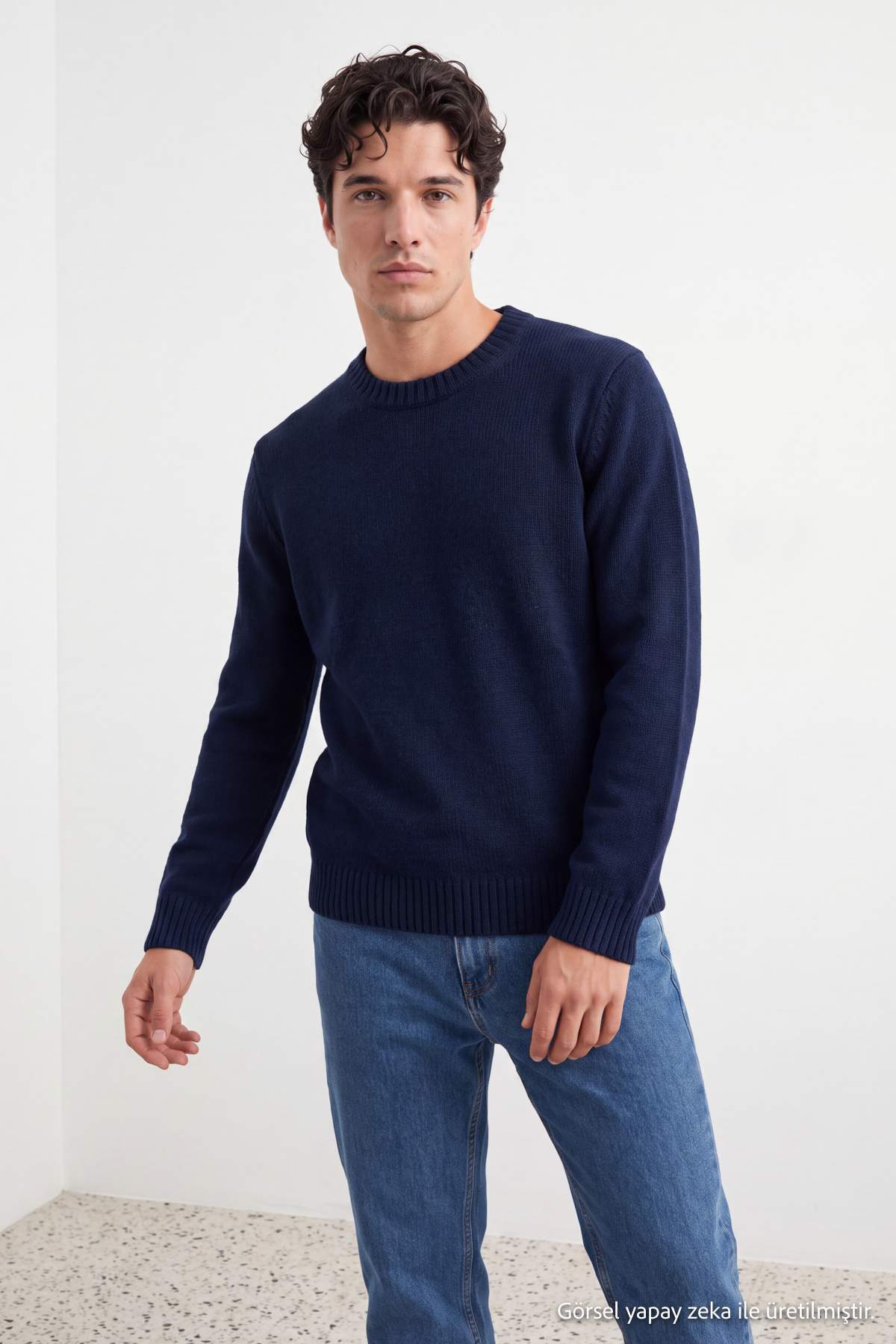 trendyol-man-mens-dark-blue-plain-long-regula