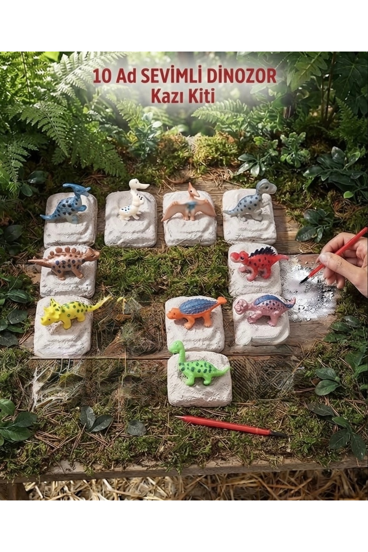 AZİZ OYUNCAK 🦕 10 adet SEVİMLİ DİNOZOR kazı kiti . Arkeolojik
