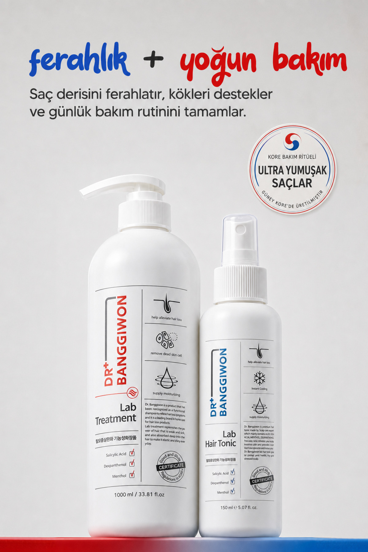 DR BANGGIWON Lab Treatment 1000 ml Hidrolize Keratin ve 7 Tip Proteinli Saç Kremi ve Lab Hair Tonic 150 ml İkili Bakım Seti — labton
