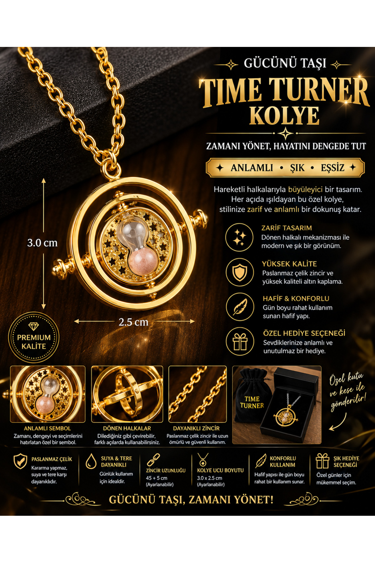 FG KONNİCHİWA Harries Potter Hermione Time Turner glas Necklace kolye oyuncaklar anahtarlıküpe zaman değiştirici
