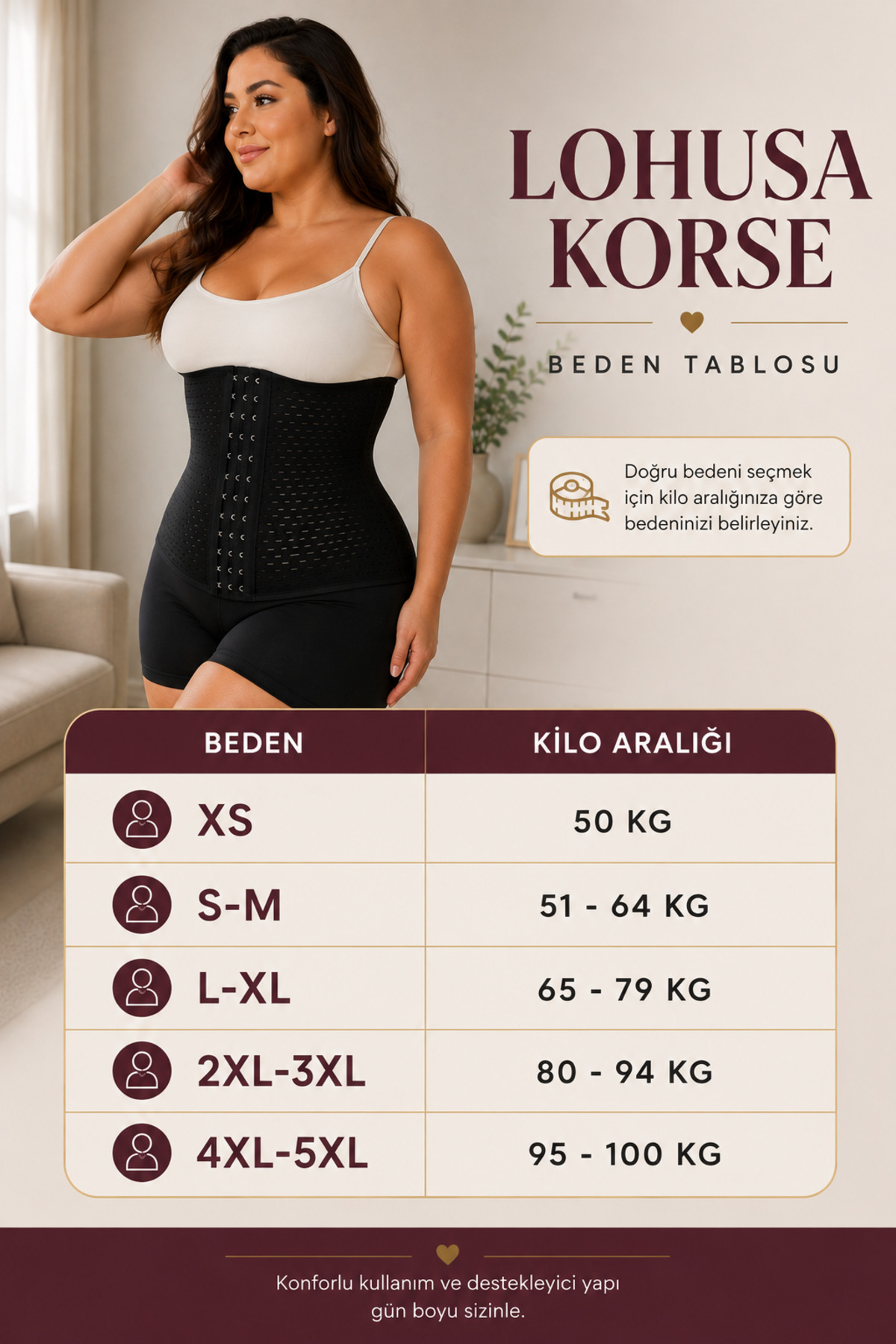 SAUNA SUIT Hamile 2 Beden Ayarlı Balenli Lohusa Korse | Dik Duruş Destekli Ve Şekillendirici Yapı görsel 3