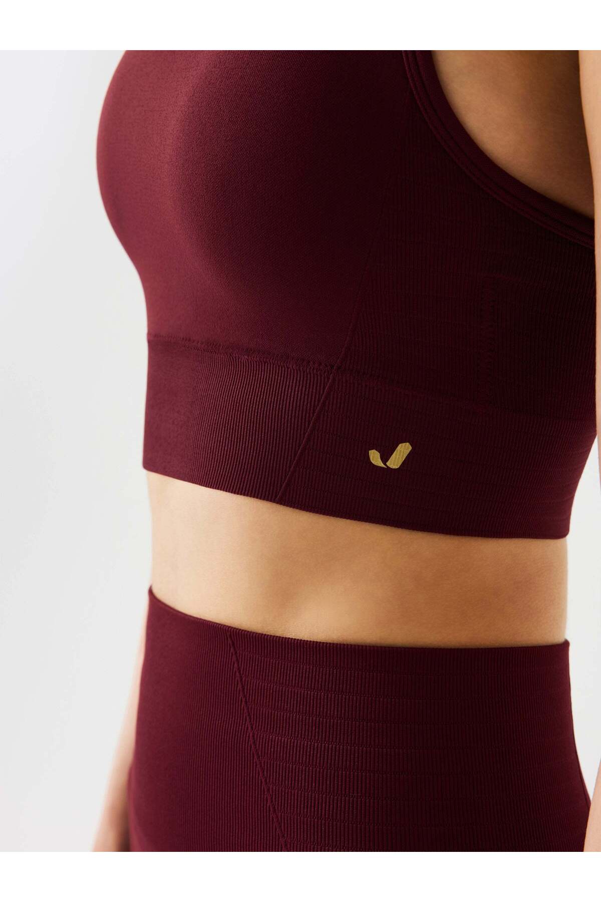 Jerf Gela Çift Katlı Kompress Sport Bra Bordo görsel 3