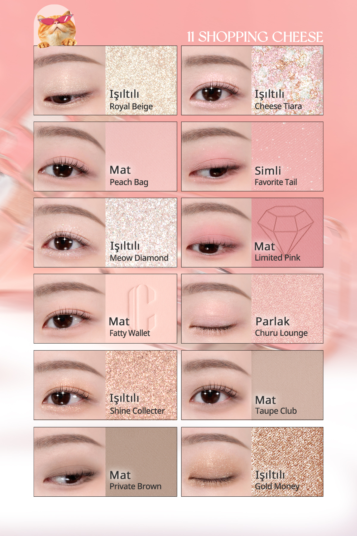 Hafif Dokulu Yoğun Renklere Sahip Göz Farı Paleti CLIO Pro Eye Palette Air (11 Shopping Cheese) — رنگارنگ 111121 — تصویر 4 از 9