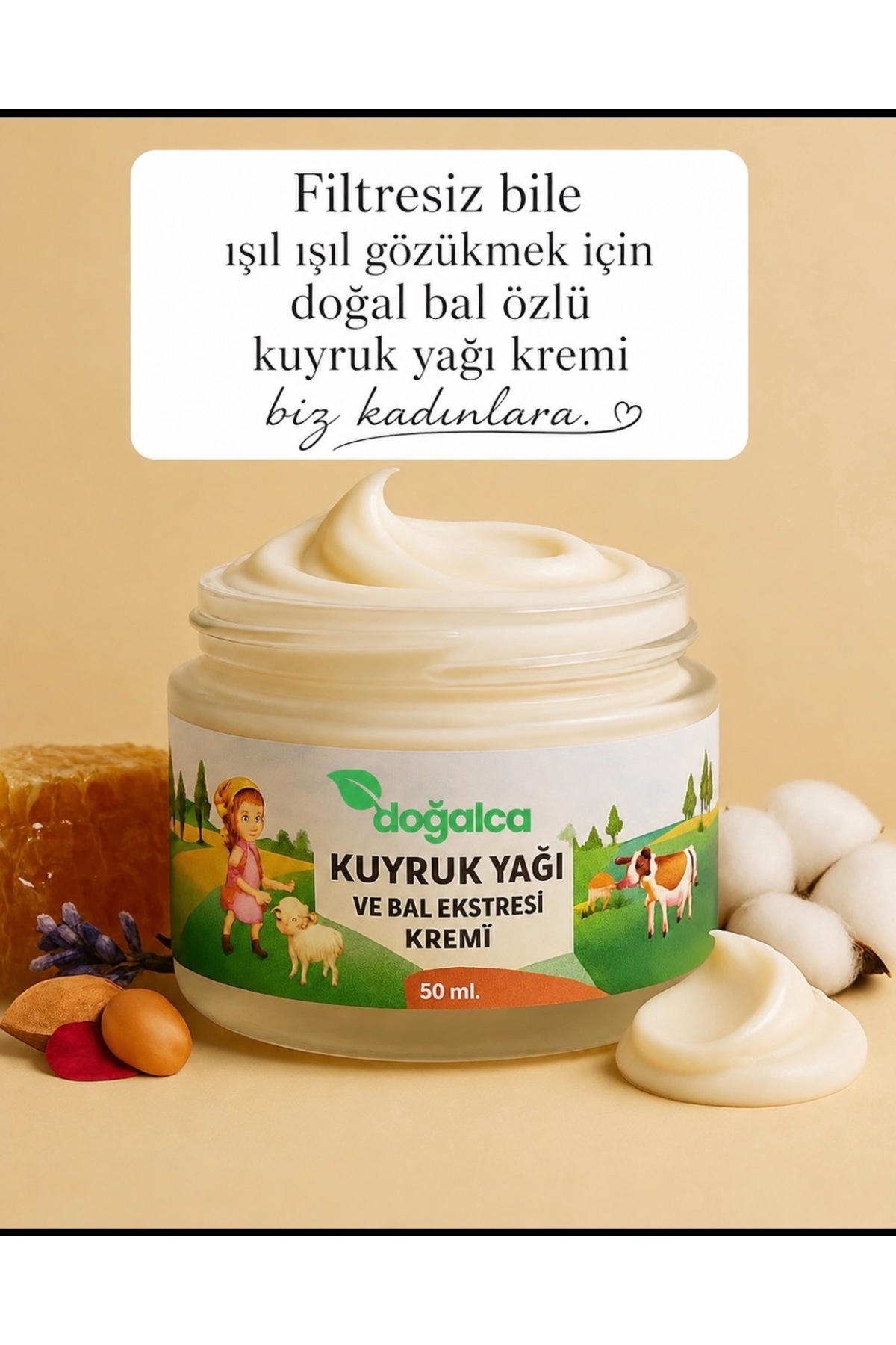Kuyruk Yağlı Bal Ekstresi Kremi-Kırışıklık Karşıtı Cilt Bakım Kremi 50 ml — Krem01 — تصویر 3 از 5