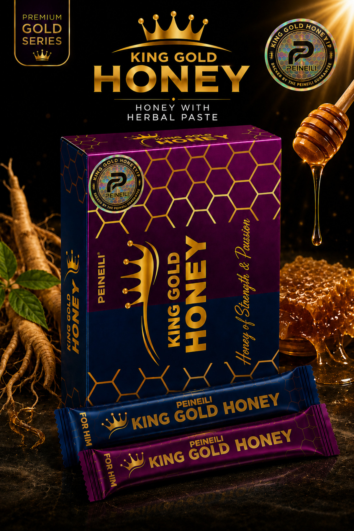 PEINEILI Ginseng Ballı Atom Güç Kuvvet Macunu Bitkisel Macun Sachet (12x15 GR) — Mesir Macunu Şase