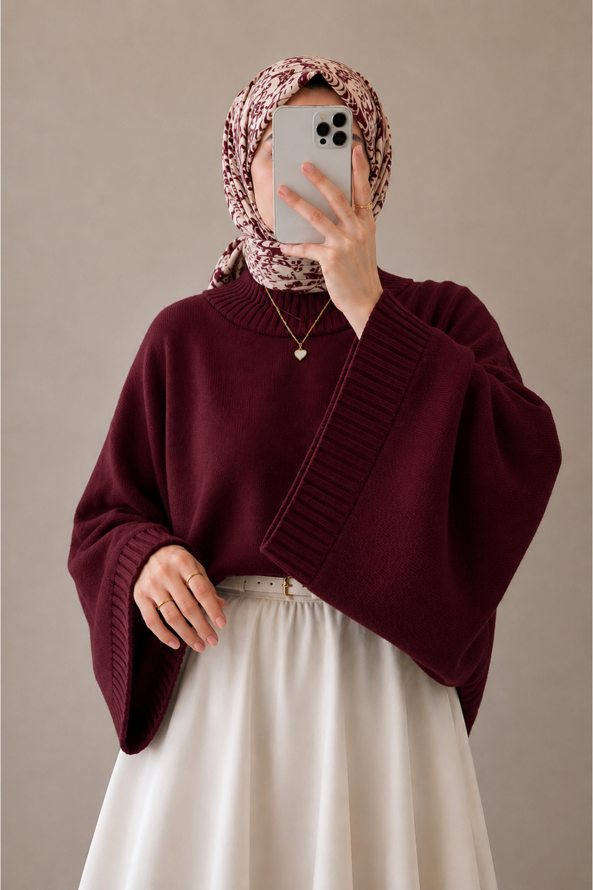 Gülce moda Kadın Yarasa Kol Oversize Triko Kazak Bordo