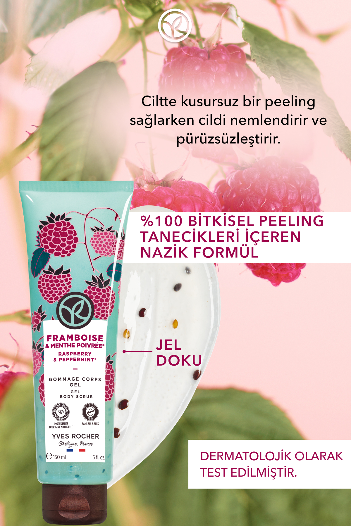 Jel Dokulu Vücut Peelingi-Arındırıcı&Yumuşatıcı Enerjik Frambuaz Nane -SLS,SLES İçermez,Vegan-150ml — 70415 — تصویر 2 از 8