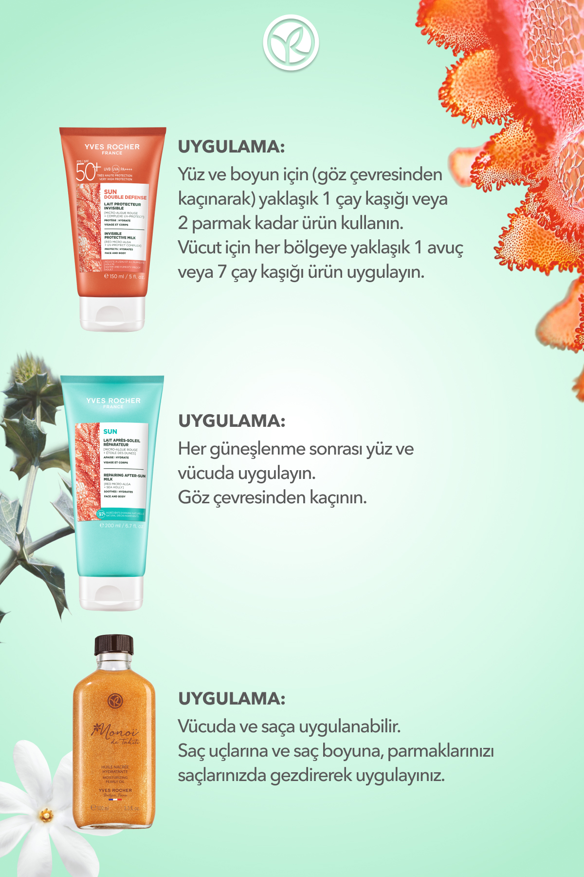 ست محافظت در برابر آفتاب و مونوئی - کرم ضد آفتاب 150 میلی لیتر با SPF 50 & شیر بعد از آفتاب 200 میلی لیتر & روغن خشک مونوئی 100 میلی لیتر