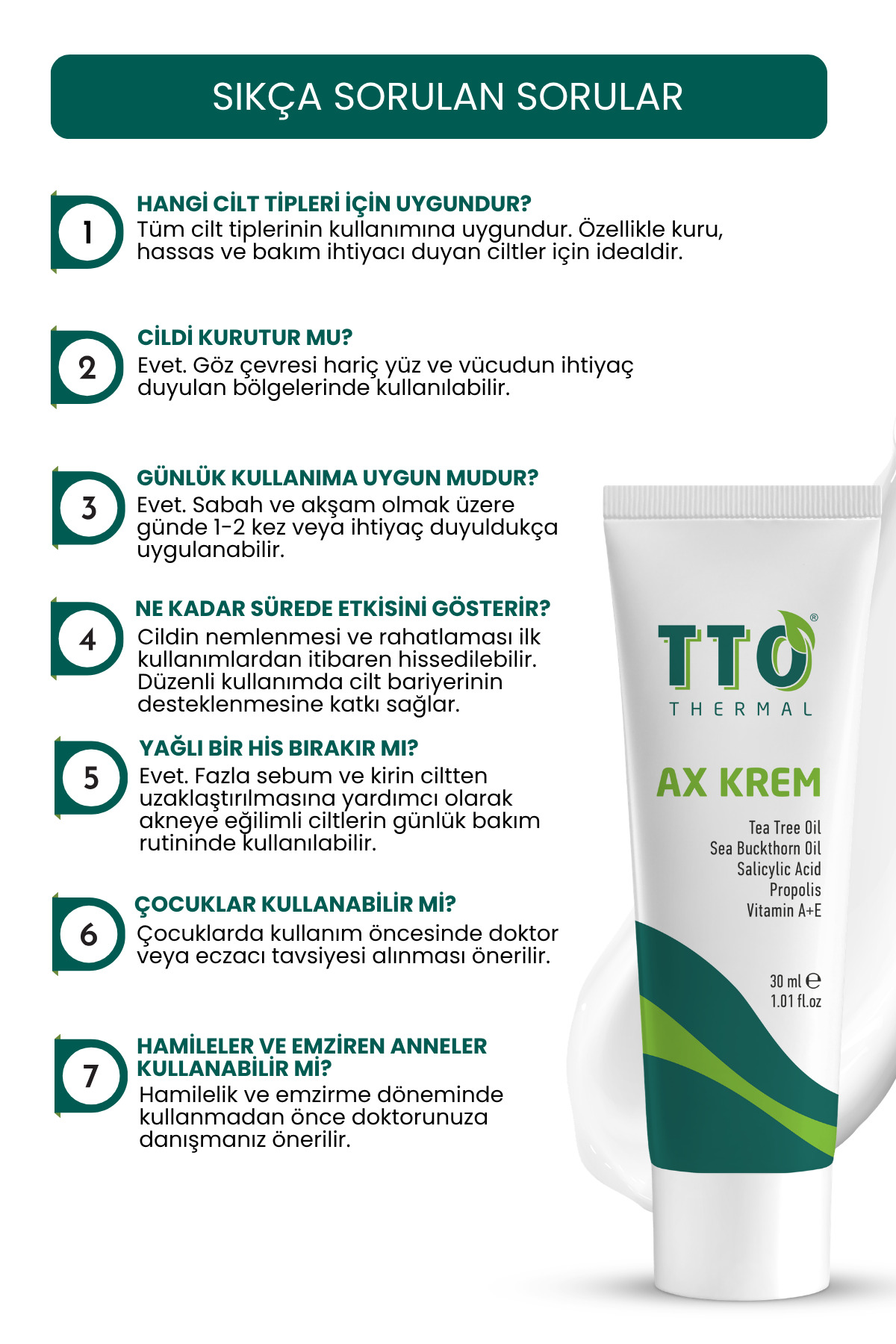 Yüz Bakım Kremi Akneye Eğilimli Ciltler İçin 30 ml Çay Ağacı Yağı AX — 868014508 — تصویر 8 از 8