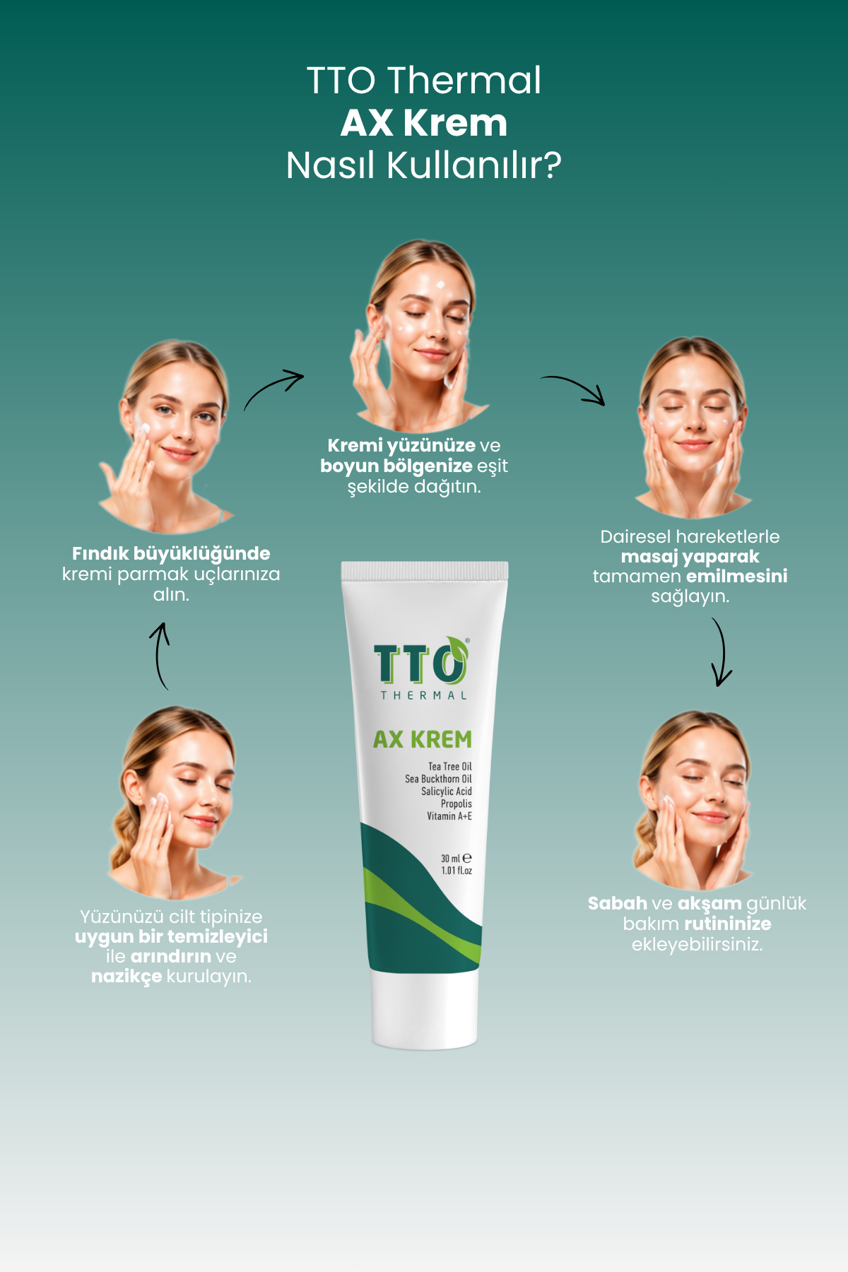 Yüz Bakım Kremi Akneye Eğilimli Ciltler İçin 30 ml Çay Ağacı Yağı AX — 868014508 — تصویر 7 از 8