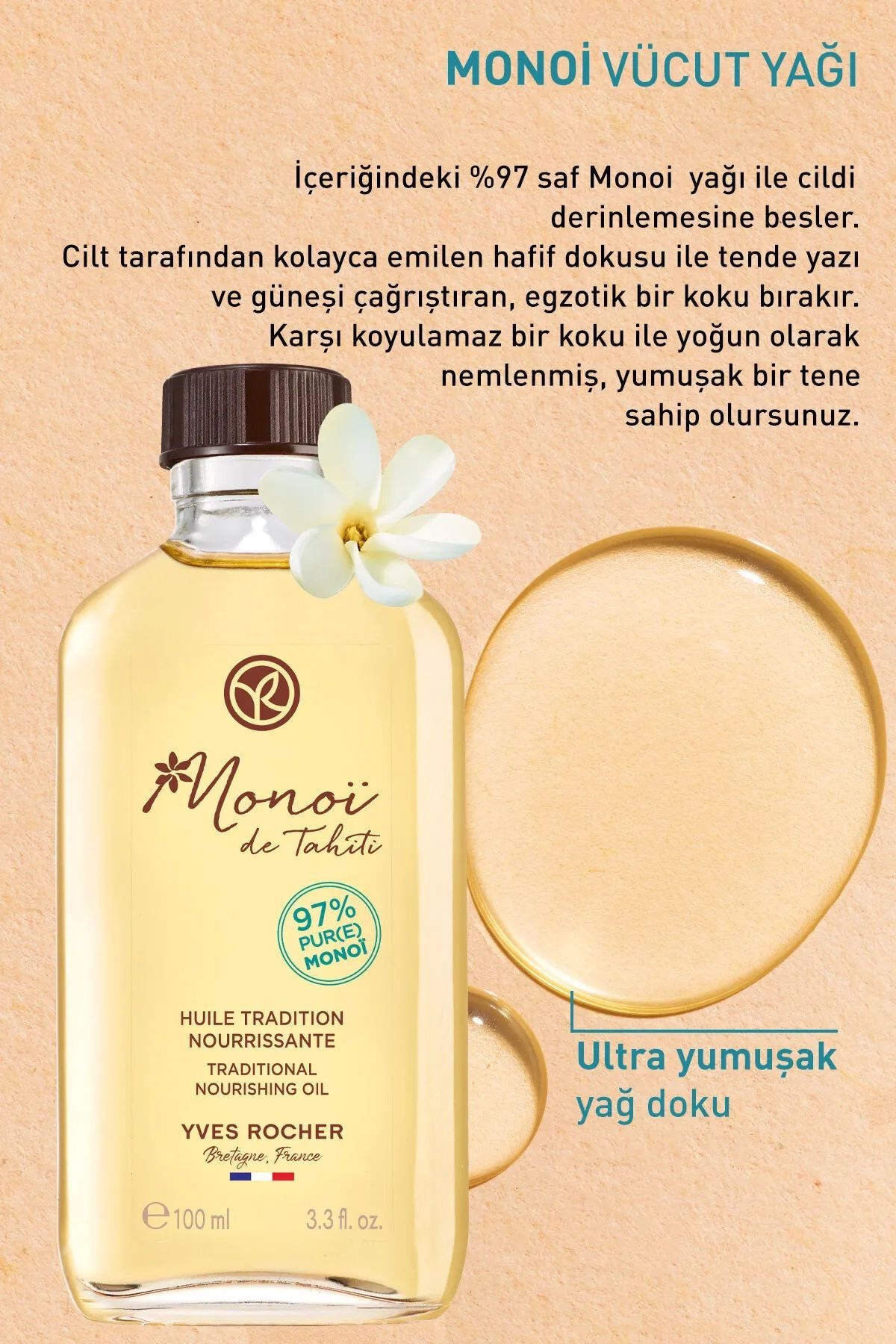 Monoi Nemlendirici Besleyici Vücut Yağı-Tüm Ciltler-Monoi de Tahiti-Vegan-100ml — 8198 — تصویر 2 از 8