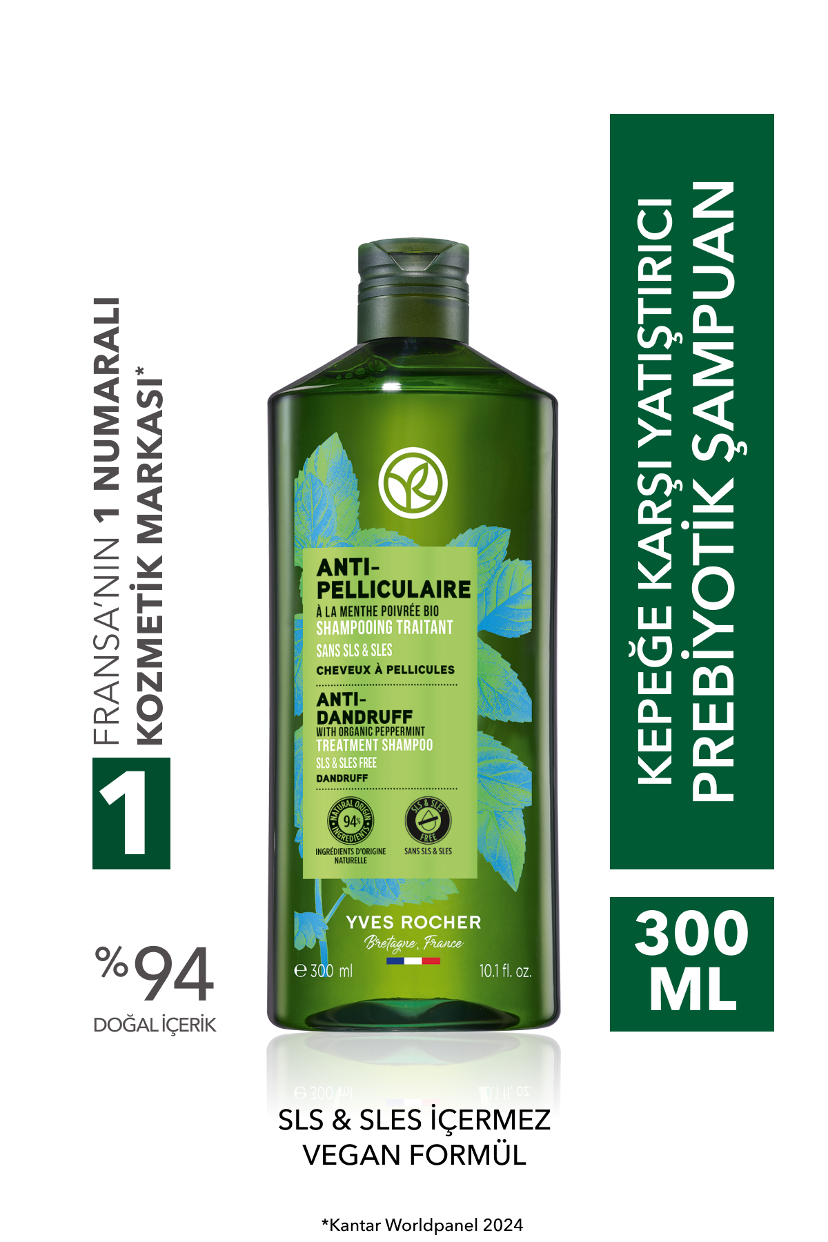 Yatıştırıcı Prebiyotik Şampuan-Kepeğe Karşı/Anti Pelliculaire-SLS,SLES içermez,Tuzsuz,Vegan-300ml