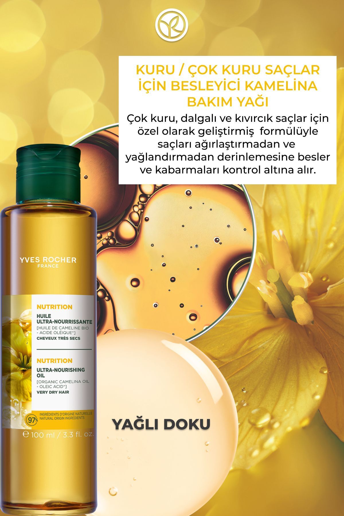 Besleyici Kamelina Bakım Yağı - Kuru Çok Kuru Saçlar / Nutrition - Vegan -100ml — 41026 — تصویر 3 از 9