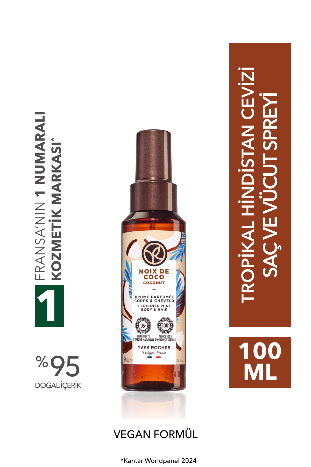 Yves Rocher ایوروشه اسپری مو و بدن - نارگیل گرمسیری - وگان - 100 میلی لیتر — 58550