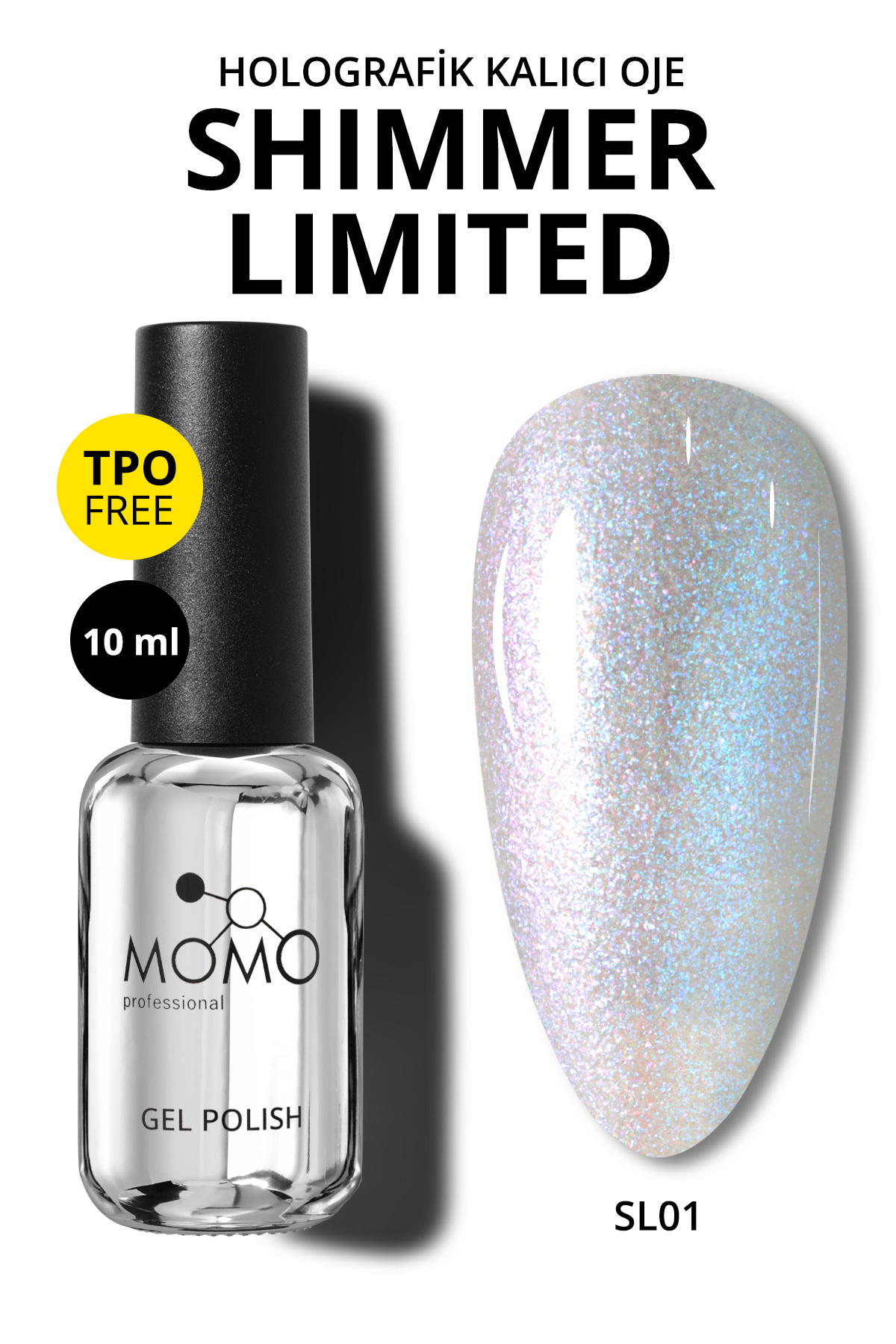 Shimmer Limited Holografik Kalıcı Oje SL01, Rakı Beyazı Altın Simli, 10 ml — خاکی 8860101A01S09SL01 — تصویر 3 از 8